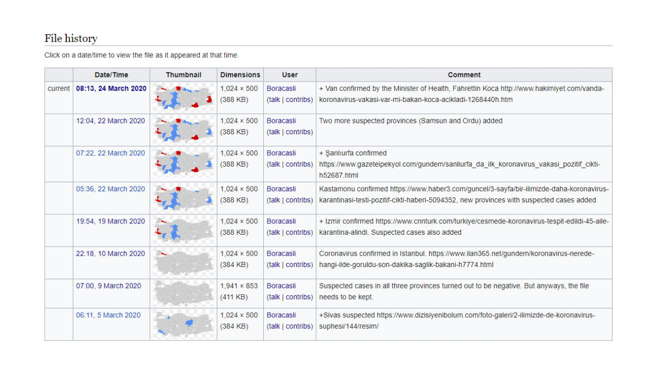 Son dakika... Wikipedia’da yer alan haritanın Türkiye’deki koronavirüs vakalarını gösterdiği iddiası