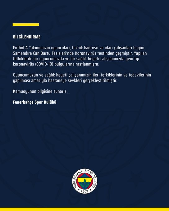 Fenerbahçe'de koronavirüse kim yakalandı? Koronavirüse yakalanan Fenerbahçeli kaç yaşında? - Resim : 2
