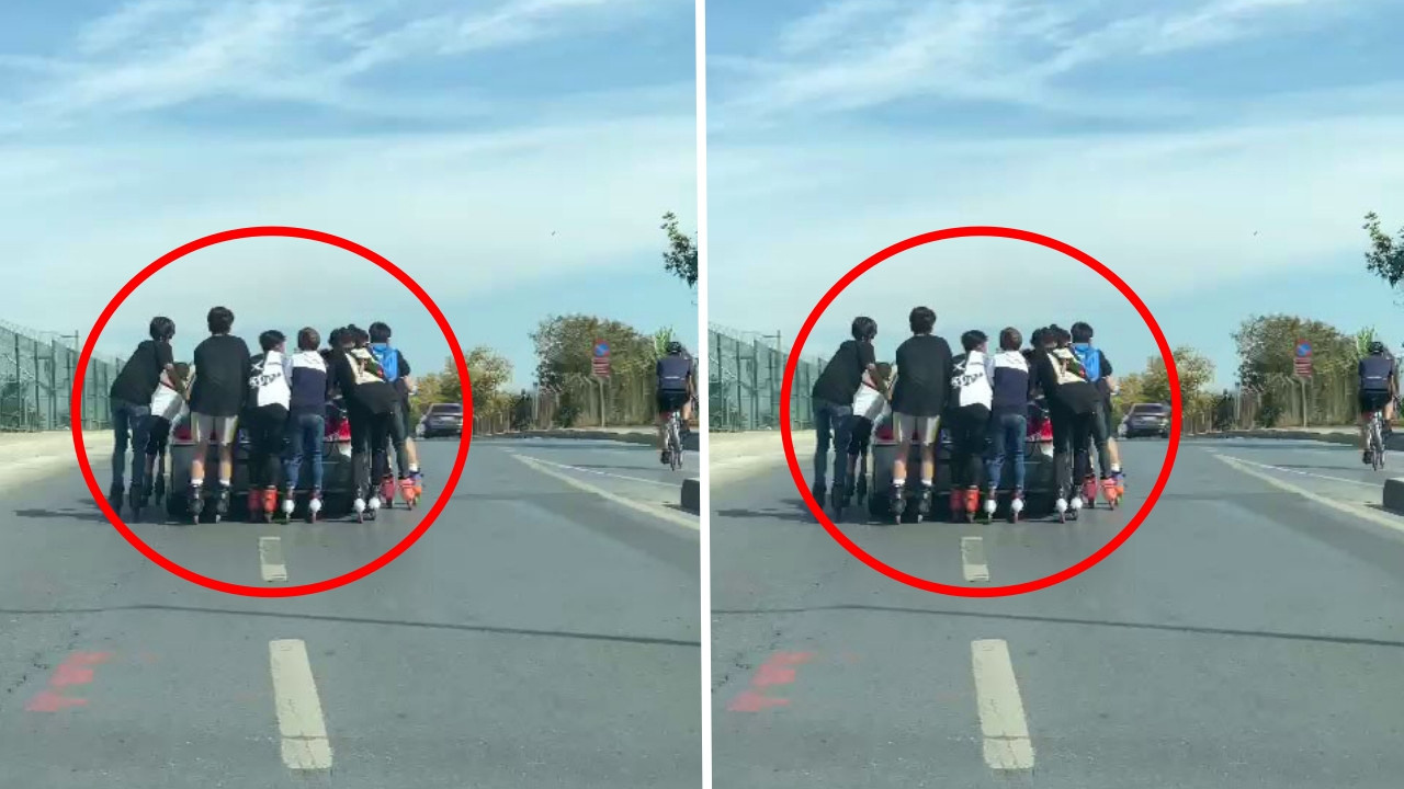 İstanbul trafiğinde 'pes' dedirten anlar! Patenli gençler dehşet saçtı...