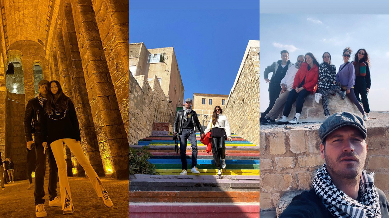 Çekimler için Mardin'e giden Kıvanç Tatlıtuğ'u eşi Başak Dizer yalnız bırakmadı
