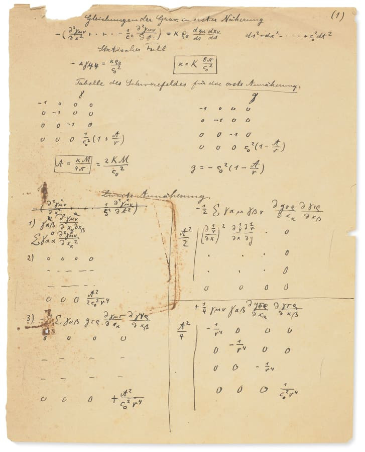 Dünyaca ünlü fizikçi Albert Einstein'in el yazması notları satıldı