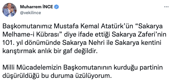 Muharrem İnce'den Kemal Kılıçdaroğlu'na 'Sakarya' tepkisi: "Partinin düştüğü duruma üzülüyorum"