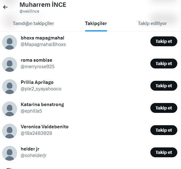 Twitter'da 300 bin takipçi kaybeden Muharrem İnce bot takipçi aldı - Resim : 3