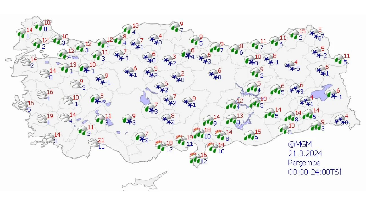 21 Mart 2024 Meteoroloji'den yurt genelinde yağmur ve kar uyarısı geldi! O illerde yaşayanlar dikkat!