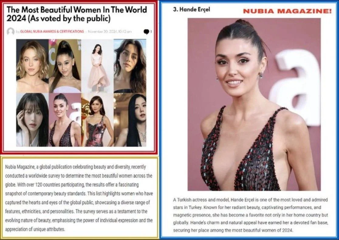 Hande Erçel dünyanın en güzel üçüncü kadını seçildi