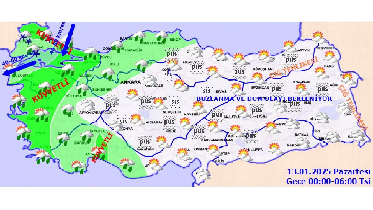 13 Ocak 2025 yurt geneli hava durumu! İşte İstanbul, Ankara, İzmir ve Antalya'da beklenen sıcaklıklar...