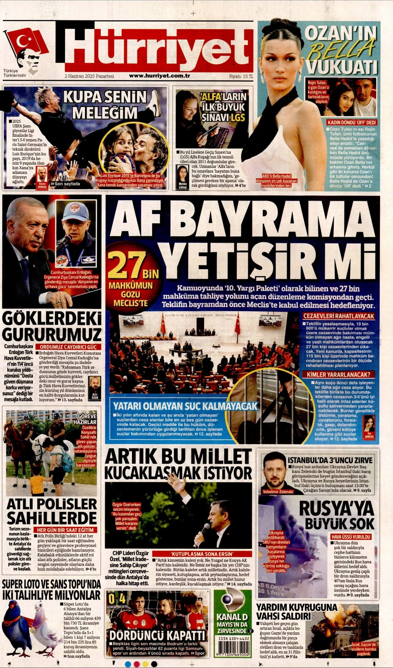 Af bayrama yetişir mi? 27 bin mahkumun gözü Meclis'te! 2 Haziran Pazartesi gazete manşetleri