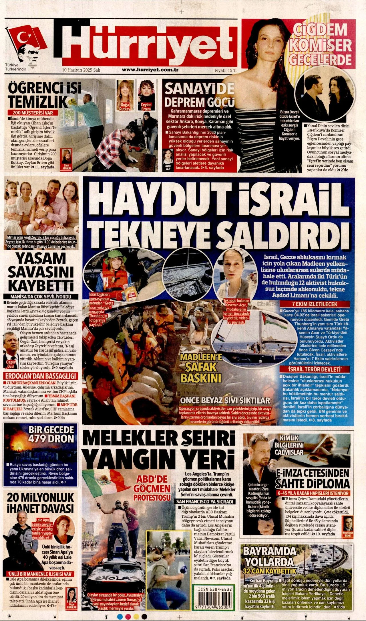 Haydut İsrail tekneye saldırdı! Madleen'e şafak baskını manşetlerde... 10 Haziran Salı gazete manşetleri