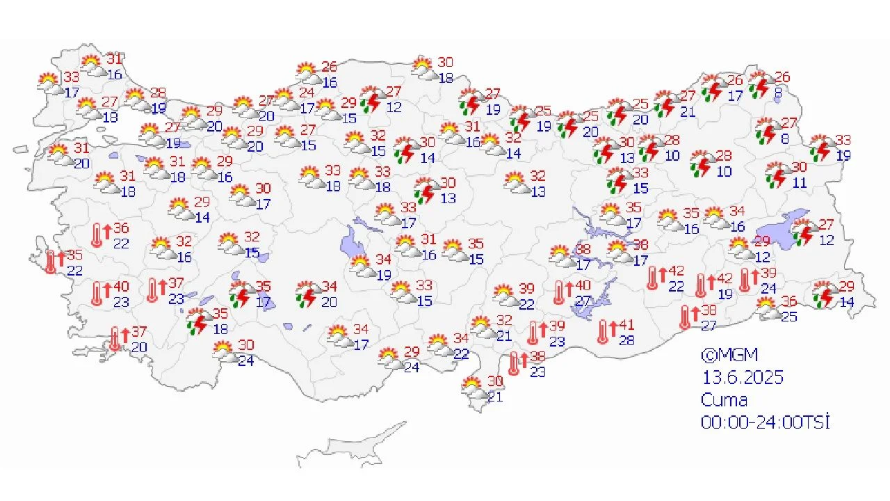 13 Haziran 2025 Türkiye genelinde sağanak yağış ve toz taşınımı bekleniyor...
