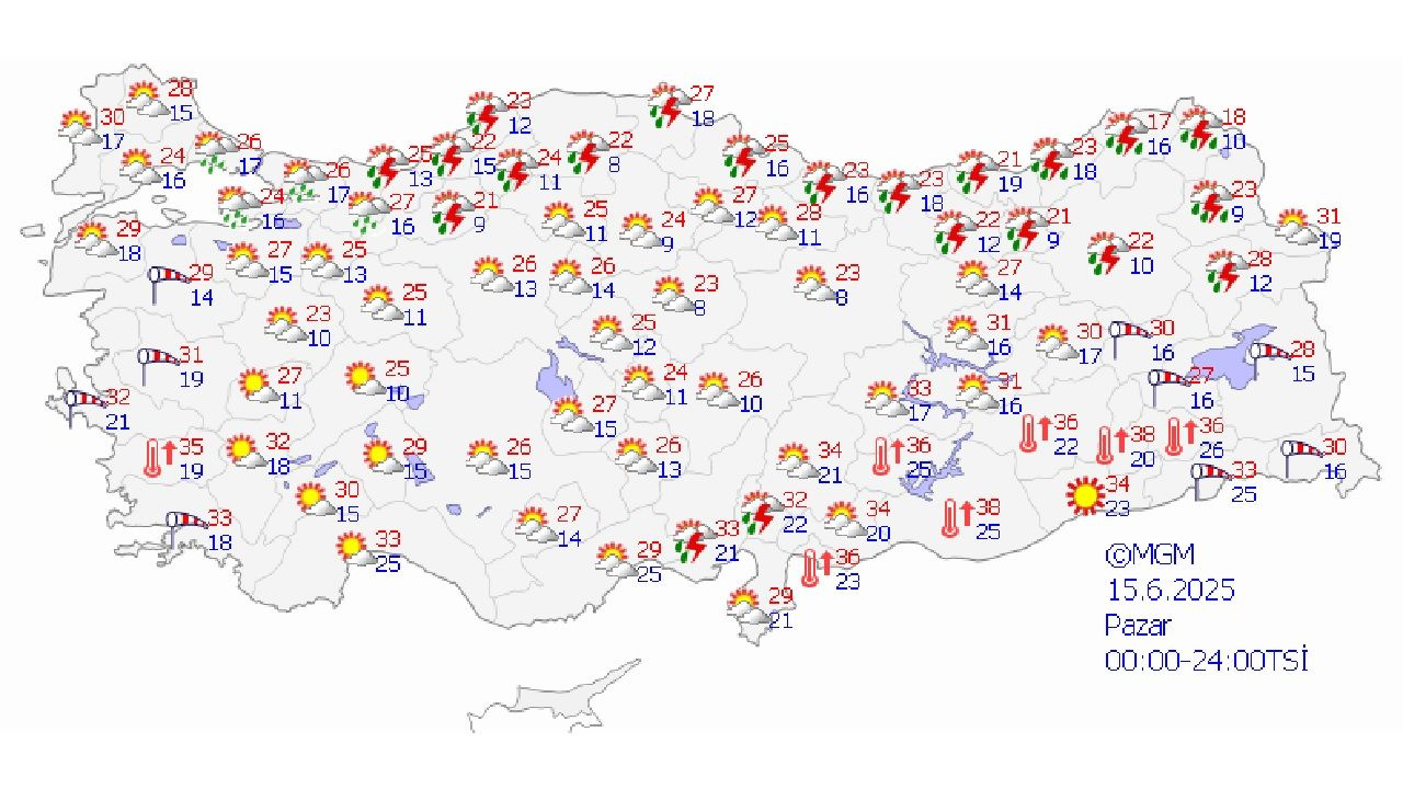 15 Haziran 2025 Türkiye geneli hava durumu! Başta Ankara, İstanbul ve İzmir'de beklenen sıcaklıklar...