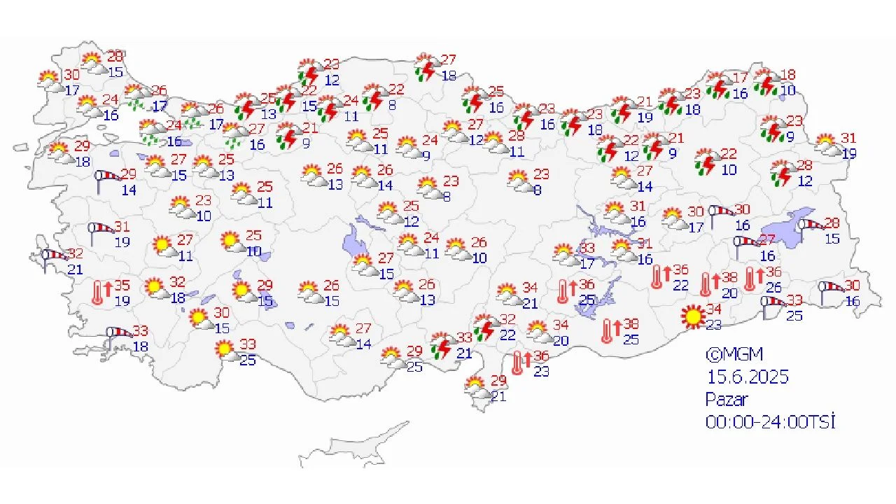 15 Haziran 2025 Türkiye geneli hava durumu! Başta Ankara, İstanbul ve İzmir'de beklenen sıcaklıklar...