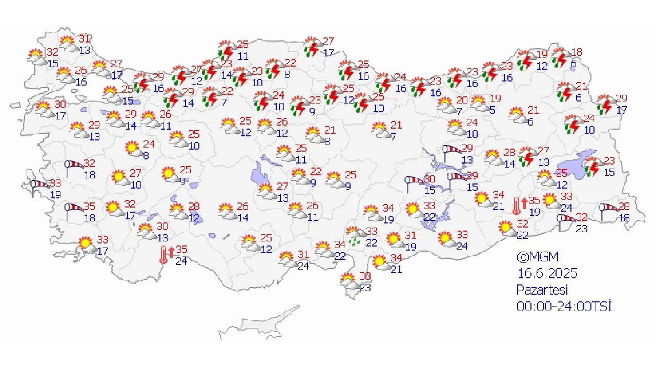 16 Haziran 2025 Türkiye genelinde hava durumu: Yağışlar kuzey ve doğu kesimlerde etkili olacak!