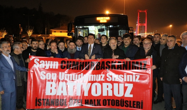 Özel Halk Otobüsü işletmecilerinden ücret eylemi...